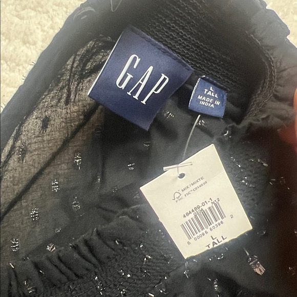 New! Gap black and metallic mock neck long ballon sleeves ruffle hem mini dress - Picture 10 of 13